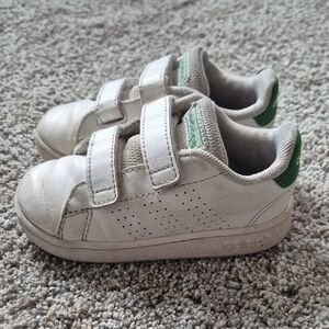 Adidas Kids White and Green Sneakers